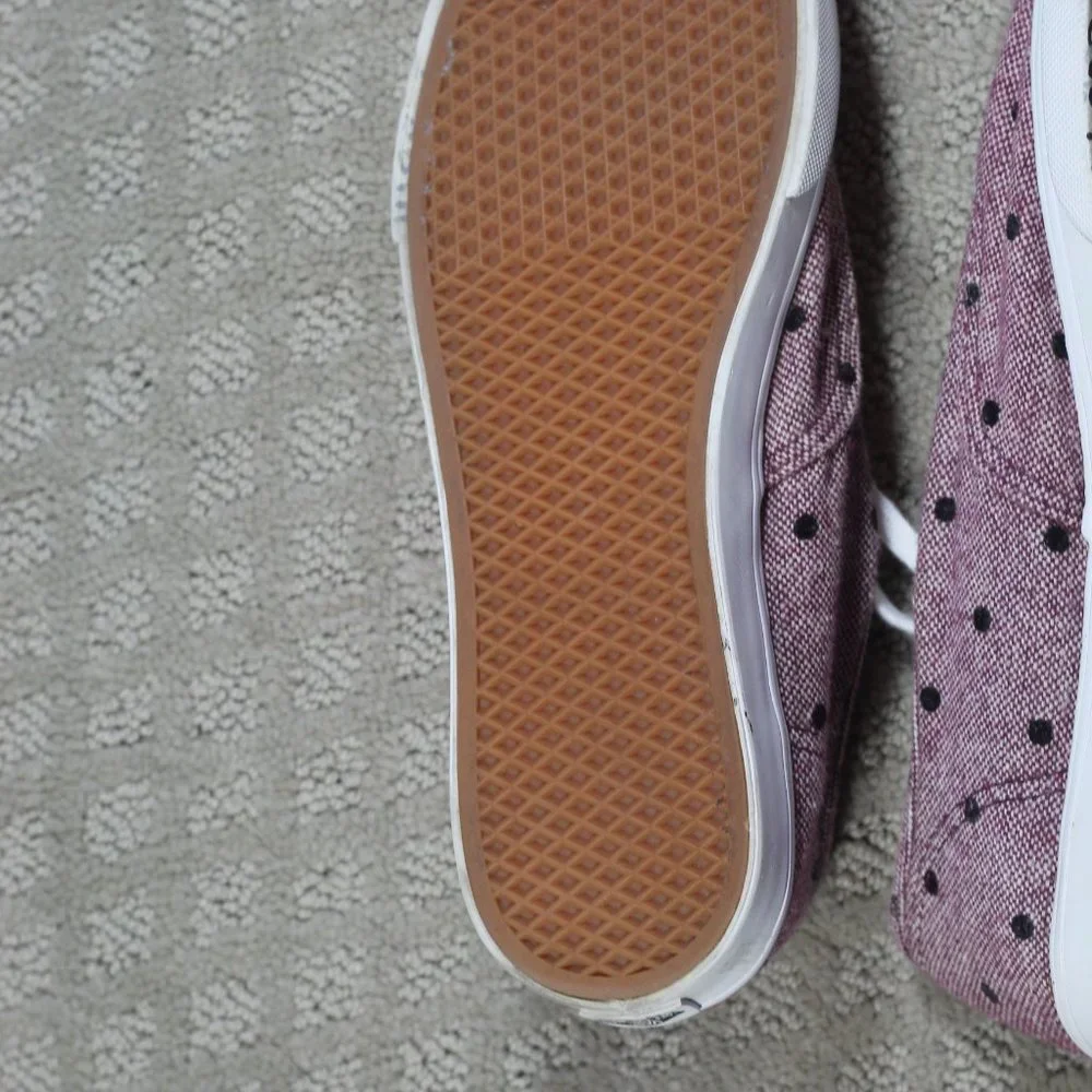 Vans Size 7 Variegated Maroon Tweed Polka Dot Lace Up Sneakers
